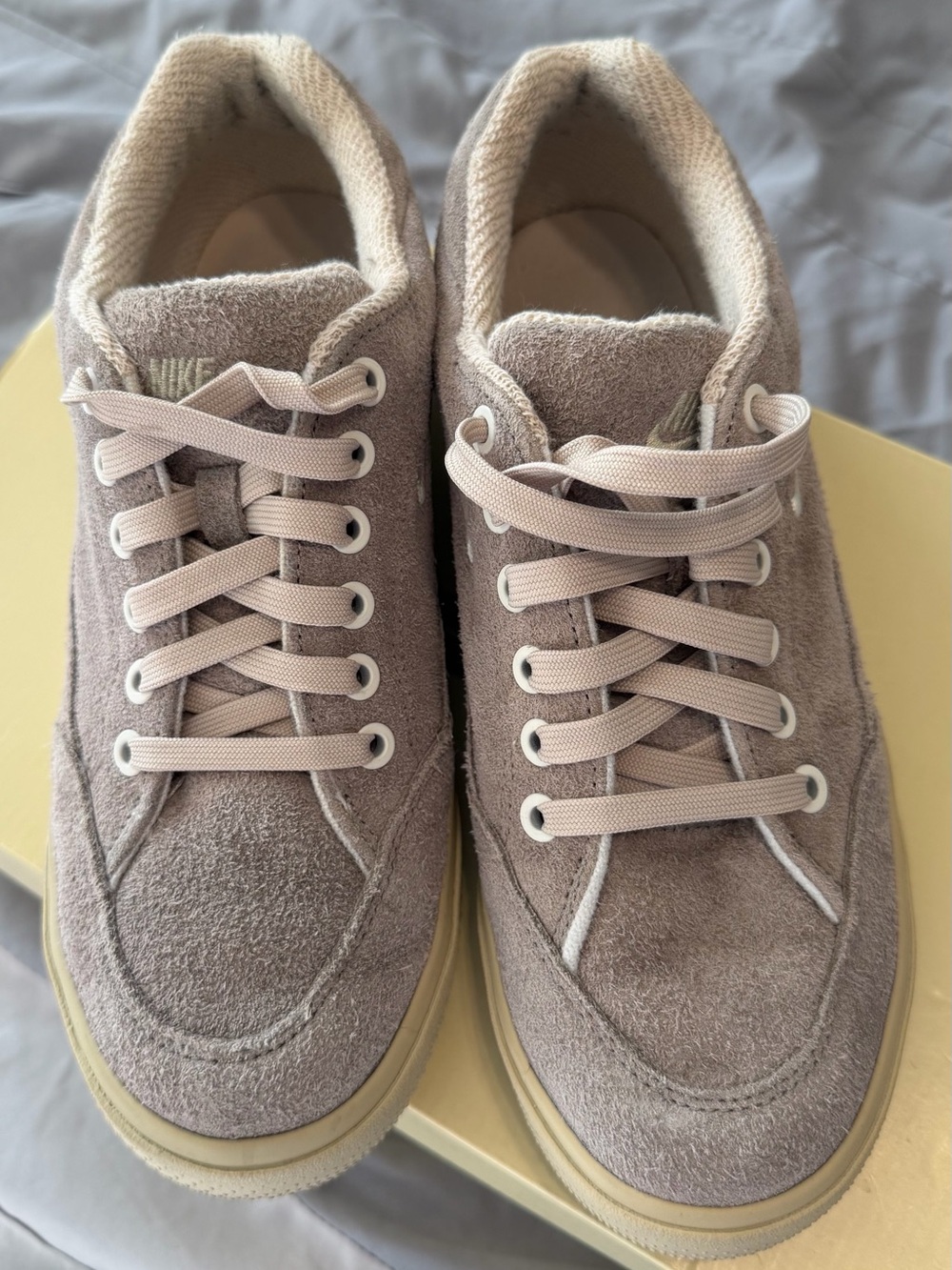 Nike Women's Suede Low-Top Sneakers in Taupe